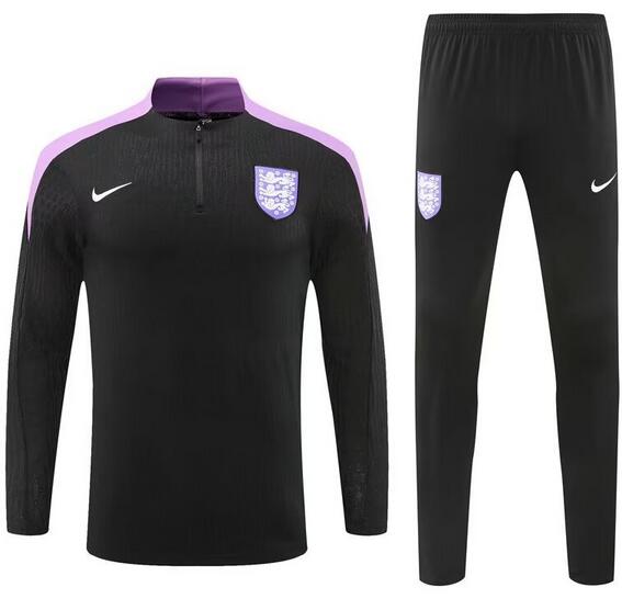 England 2024 Euro Cup Black Training Suits (Sweatshirt+Trouser)