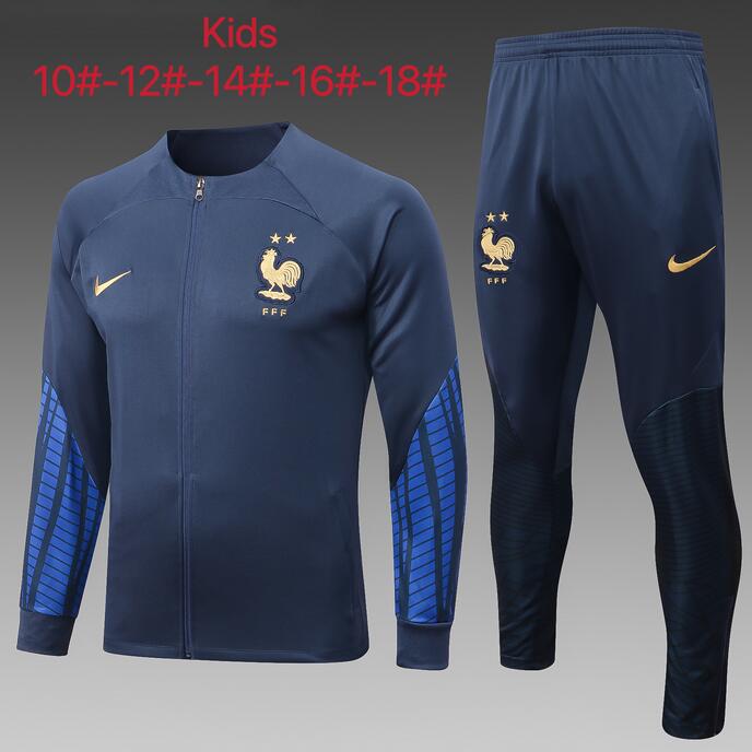 Kids France 2022/23 Navy Training Suits (Jacket+Trouser)