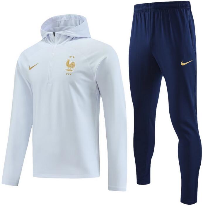 France 2023/24 White Training Suit (Hoodie Sweatshirt+Trousers)