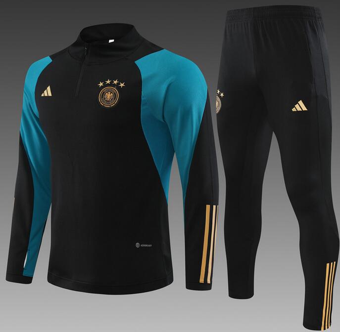Germany 2023/24 Black Green Training Suit (Sweatshirt+Trousers)
