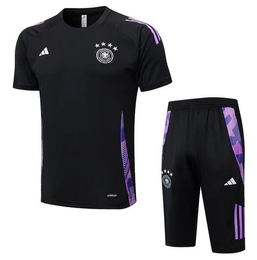 Germany 2024 Euro Cup Black Training Kit (Shirt+Half Trouser)