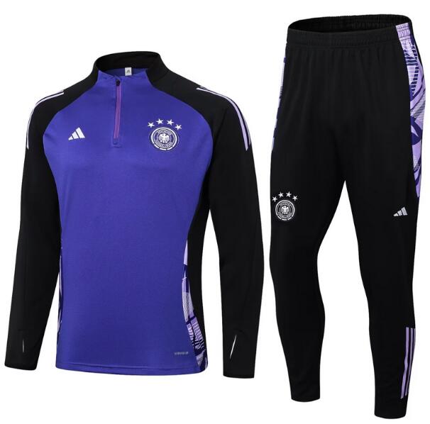 Germany 2024 Euro Cup Blue Black Training Suits (Sweatshirt+Trousers)