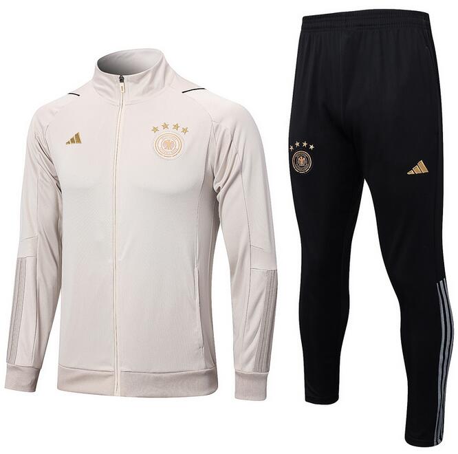 Germany 2022 World Cup Cream-Colored Full Zipper Training Suit (Jacket+Trousers)