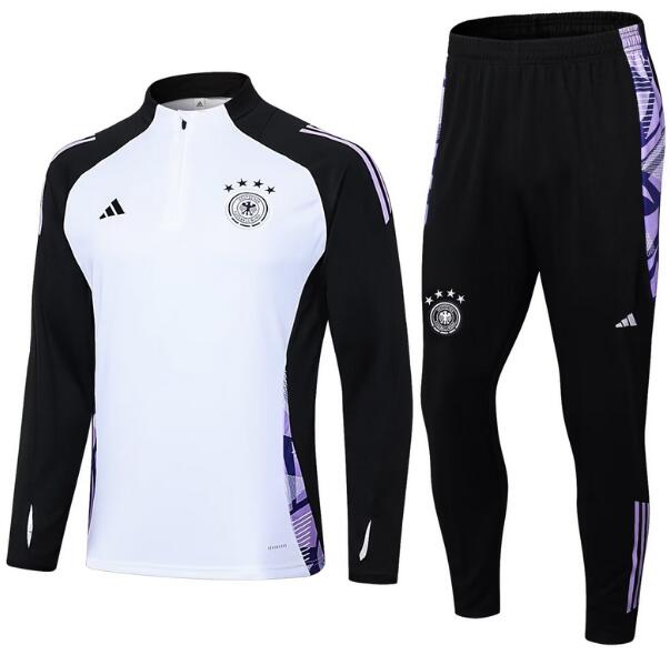 Germany 2024 Euro Cup White Black Training Suits (Sweatshirt+Trousers)