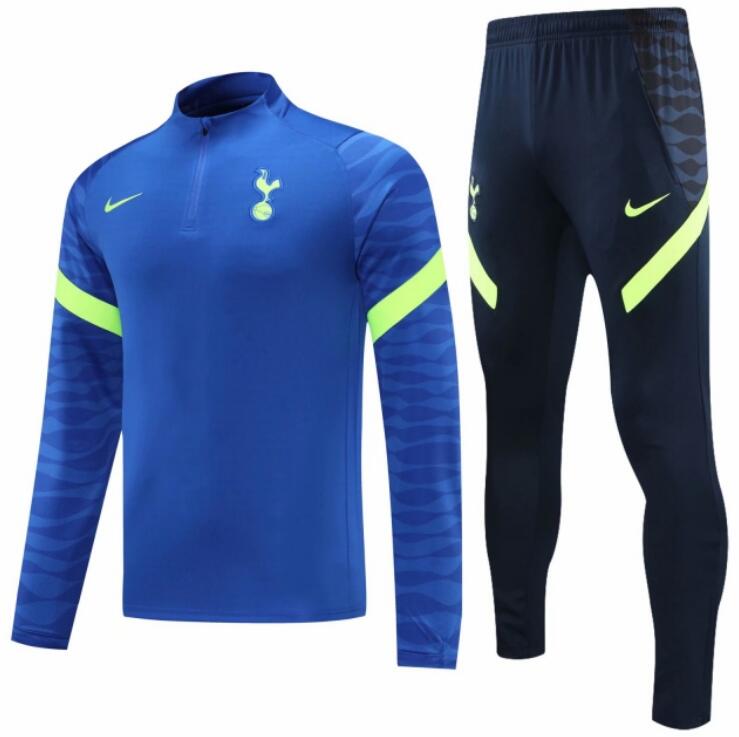 Tottenham Hotspur 2020/21 Blue Zipper Training Suits (Sweatshirt+Trouser)