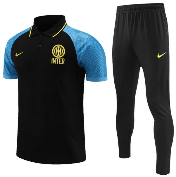 Inter Milan 2022/23 Black Blue Polo Suit (Shirt+Trouser)