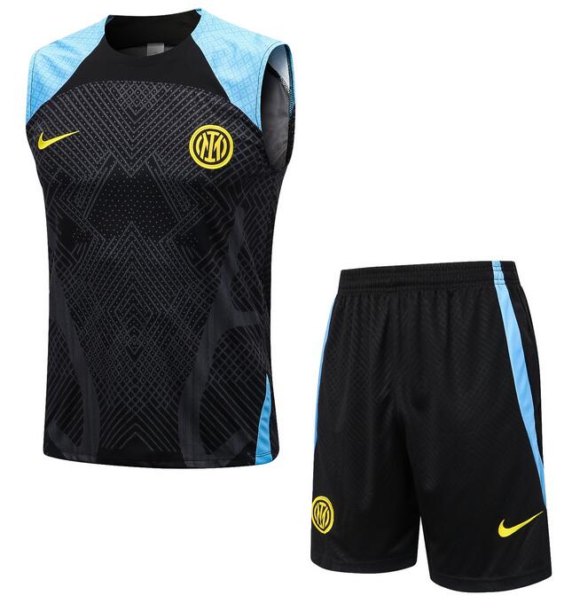 Inter Milan 2022/23 Black Training Uniforms (Vest Shirt+Shorts)