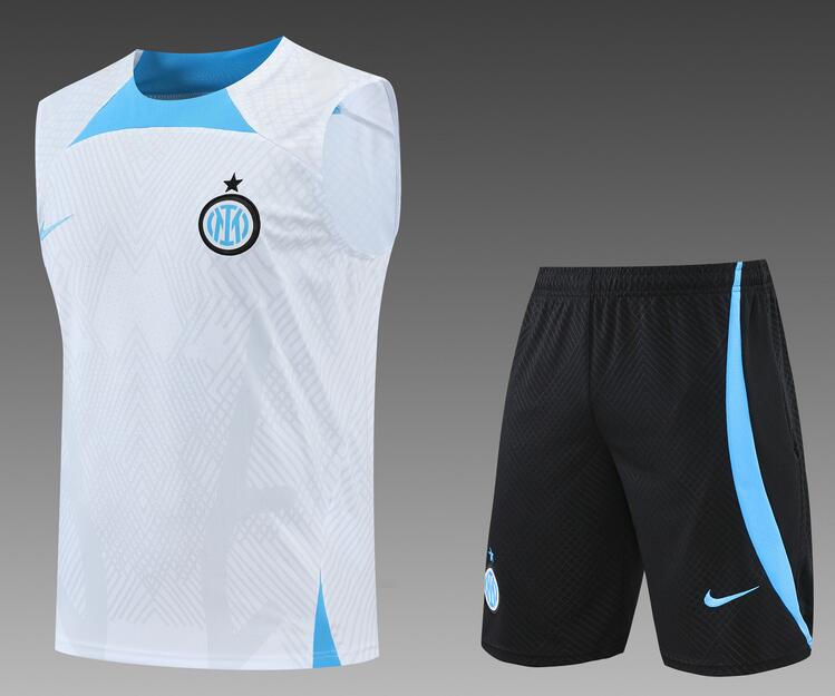 Inter Milan 2022/23 White Training Vest Uniforms (Shirt+Shorts)