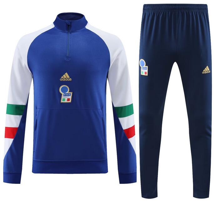Italy 2023/24 Blue White Training Suits (Sweatshirt+Trouser)