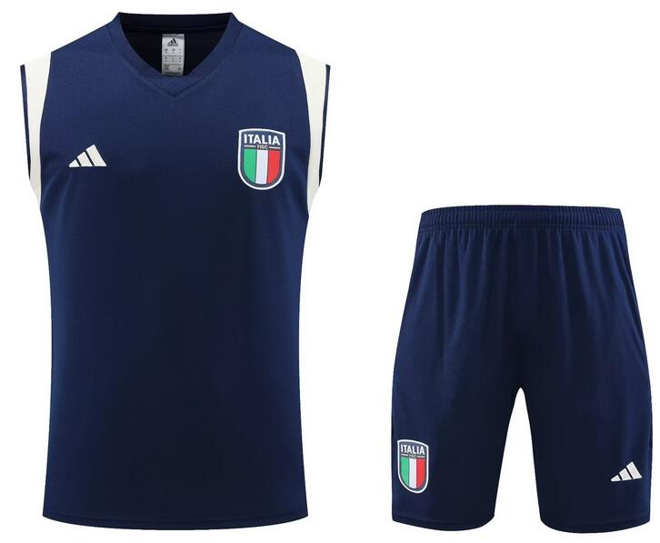 Italy 2023/24 Navy Training Vest Uniforms (Shirt+Shorts)