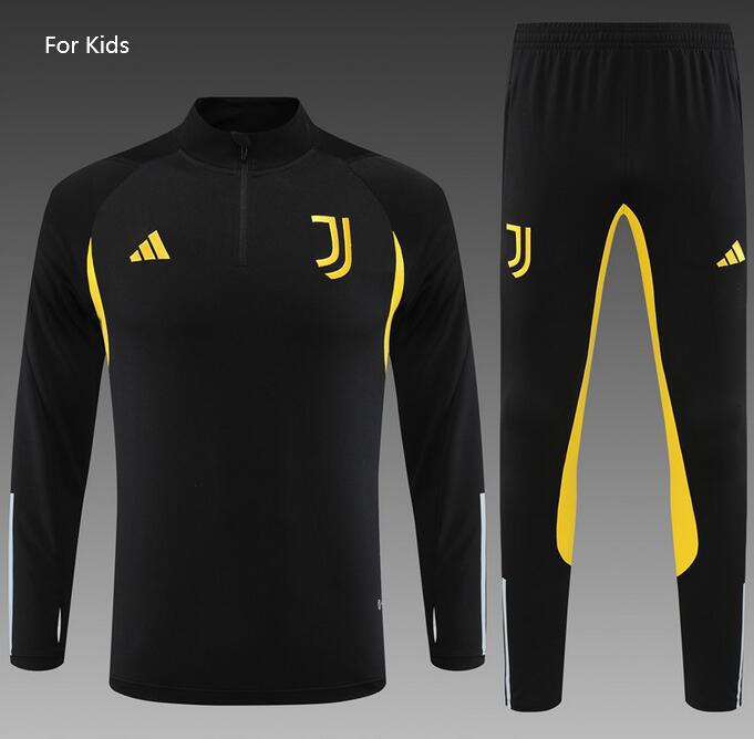 Kids Juventus 2023/24 Black Training Suits (Sweatshirt+Trouser)