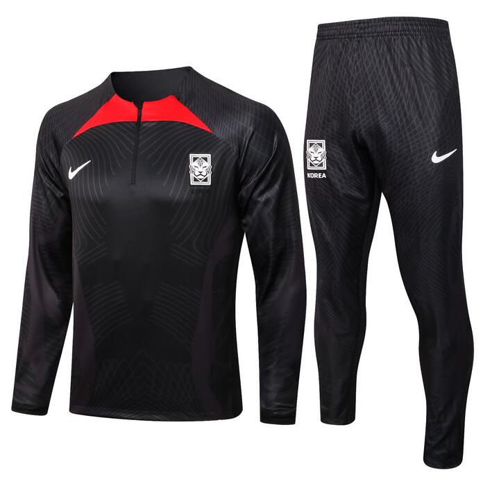 Korea 2022 Black Drawing Training Suits (Sweatshirt+Trouser)