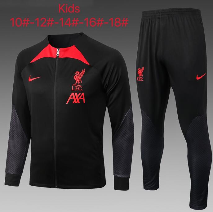 Kids Liverpool 2022/23 Black Training Suits (Jacket+Trouser)