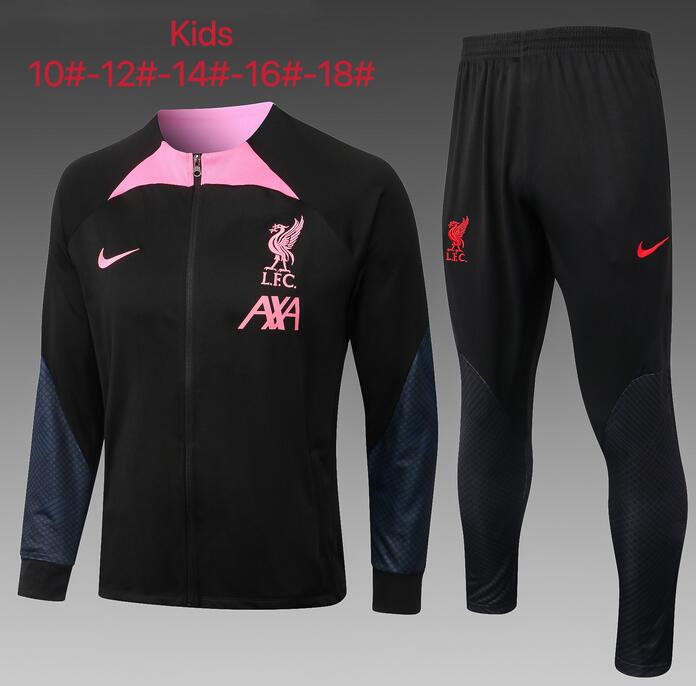 Kids Liverpool 2022/23 Black Pink Training Suits (Jacket+Trouser)