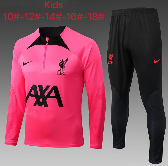 Kids Liverpool 2022/23 Pink Training Suits (Sweatshirt+Trouser)
