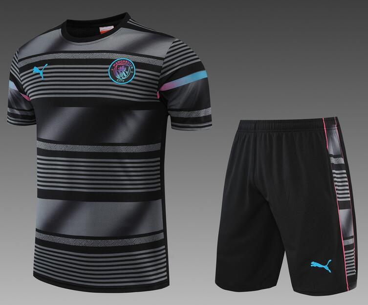 Manchester City 2022/23 Black Training Uniforms (Shirt+Shorts)