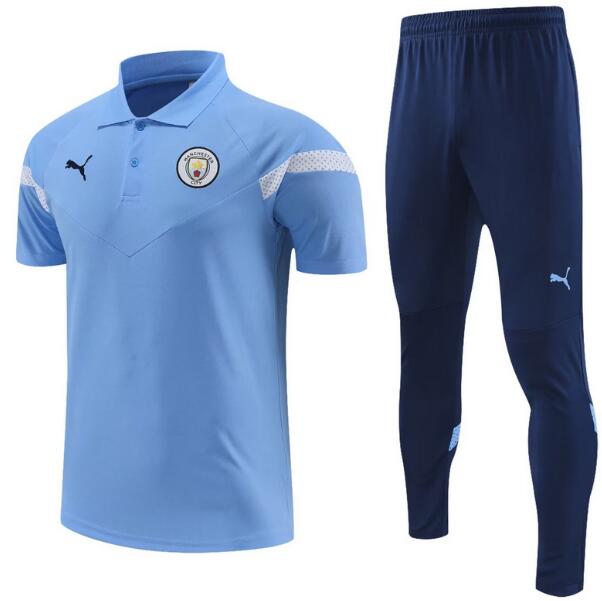 Manchester City 2022/23 Blue Polo Suit (Shirt+Trouser)