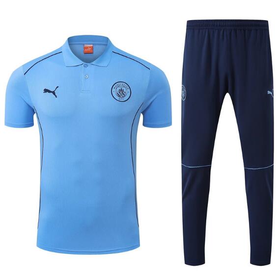 Manchester City 2025/26 Blue Polo Suit (Shirt+Trouser)