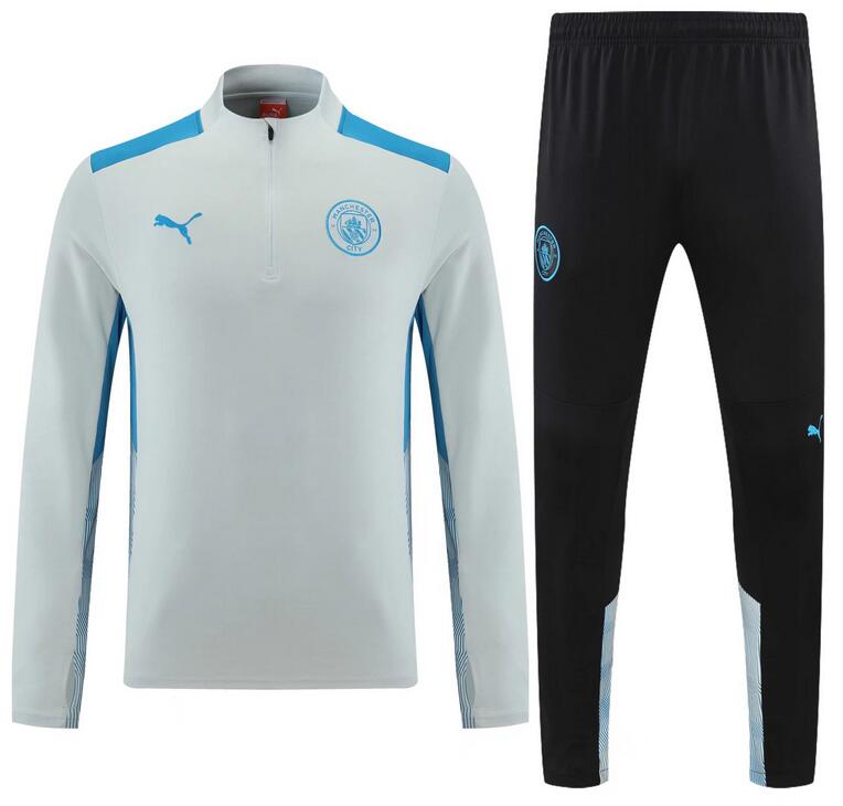 Manchester City 2021/22 Light Grey Training Suits (Sweatshirt+Trousers)