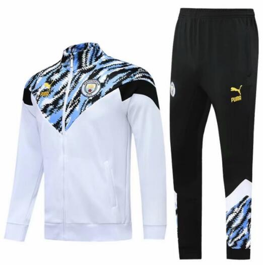 Manchester City 2021/22 White Blue Training Suit (Jacket+Trousers)