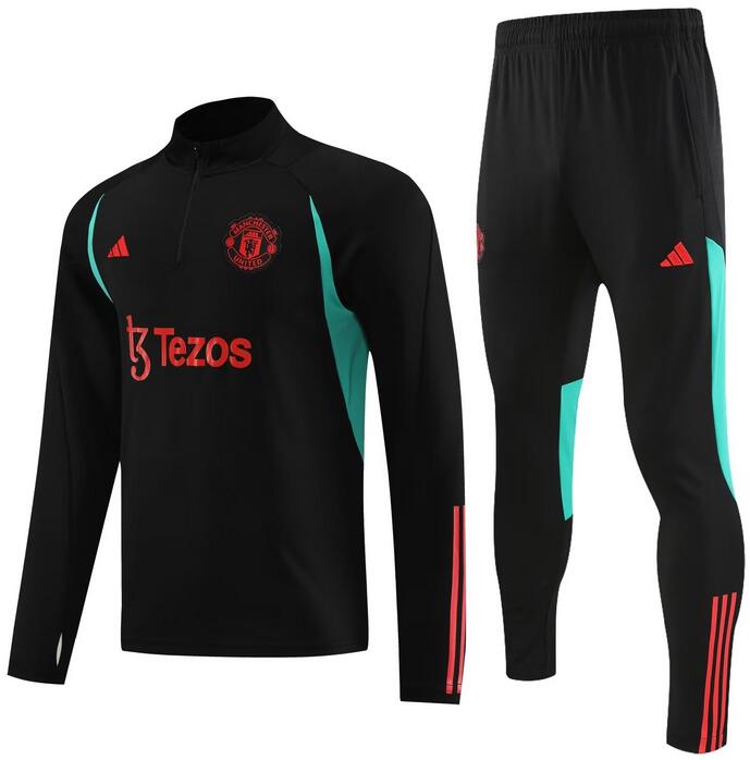 Manchester United 2023/24 Black Green Training Suit (Sweatshirt+Trouser)