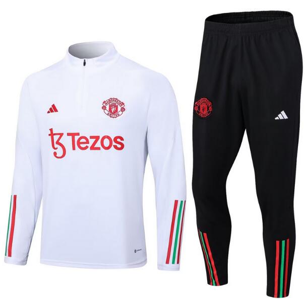 Manchester United 2023/24 White Training Suit (Sweatshirt+Trouser)
