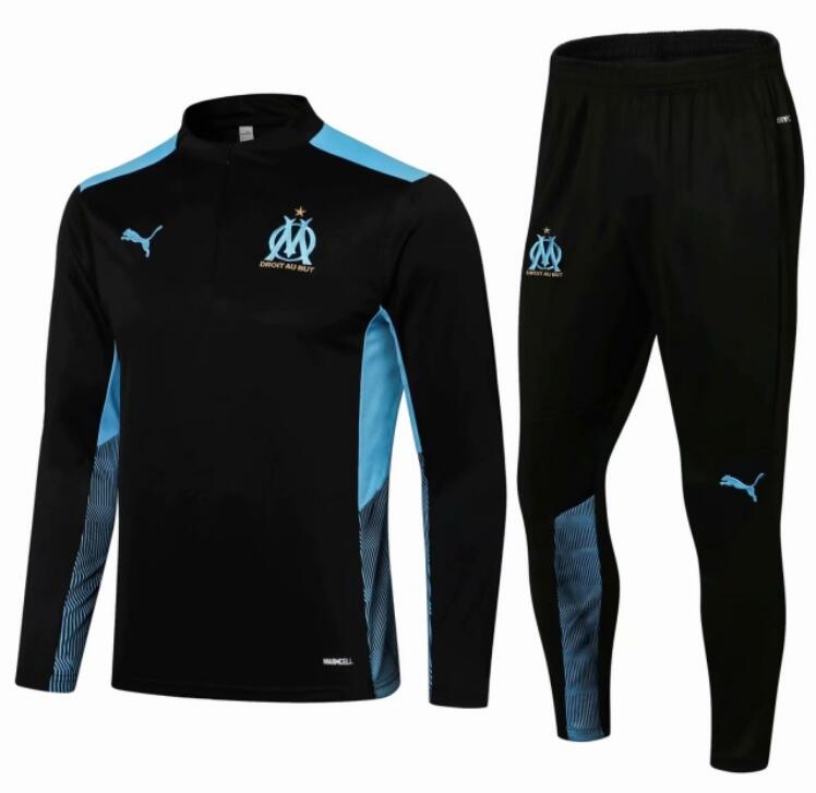 Marseilles 2021/22 Black Blue Training Suit (Sweatshirt+Trouser)