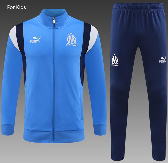 Kids Marseilles 2023/24 Blue Training Suits (Jacket+Trouser)