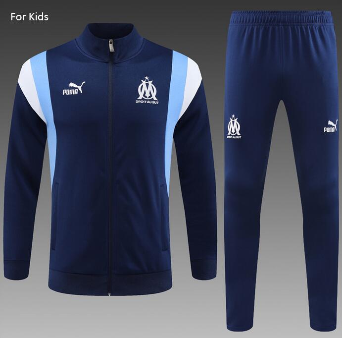 Kids Marseilles 2023/24 Royal Blue Training Suits (Jacket+Trouser)