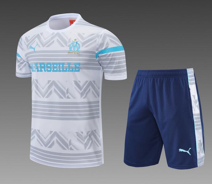 Marseilles 2022/23 Grey White Training Uniforms (Shirt+Shorts)