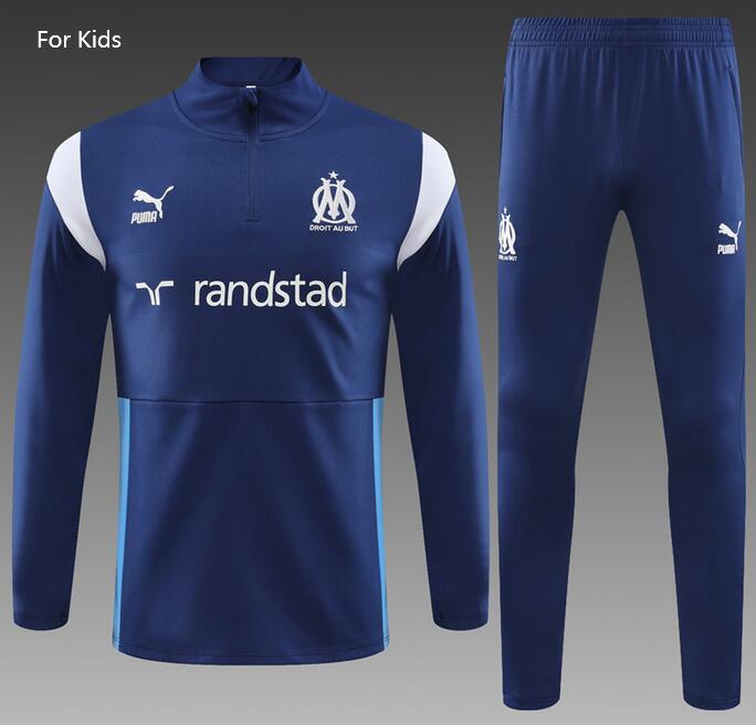 Kids Marseilles 2023/24 Royal Blue Training Suits (Sweatshirt+Trouser)