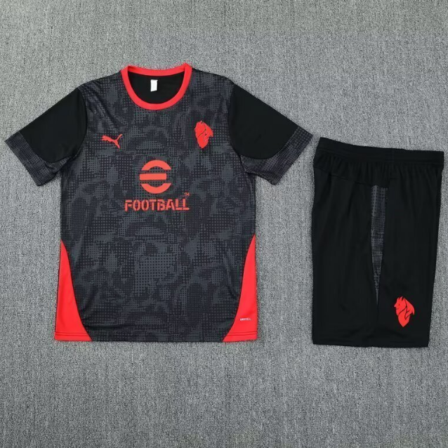 AC Milan 2025/26 Black Training Uniforms (Shirt+Shorts)