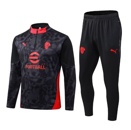 AC Milan 2025/26 Black Red Training Suit (Sweatshirt+Trouser)