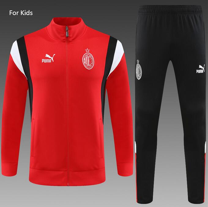 Kids AC Milan 2023/24 Red Training Suits (Jacket+Trouser)