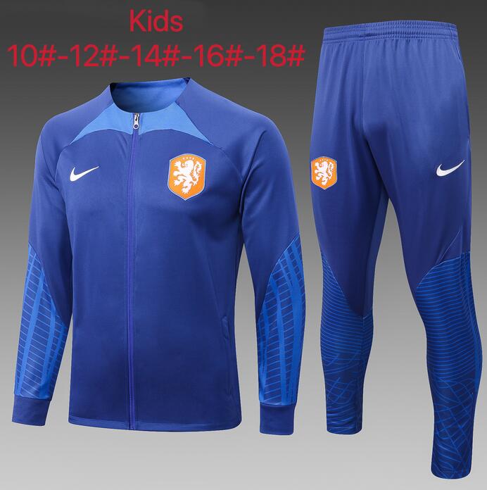 Kids Netherlands 2022/23 Blue Training Suits (Jacket+Trouser)