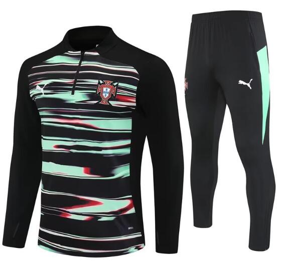 Portugal 2025/26 Black Green Training Suit (Sweatshirt+Trouser)