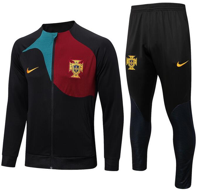 Portugal 2022 World Cup Black Red Training Suit (Jacket+Trouser)