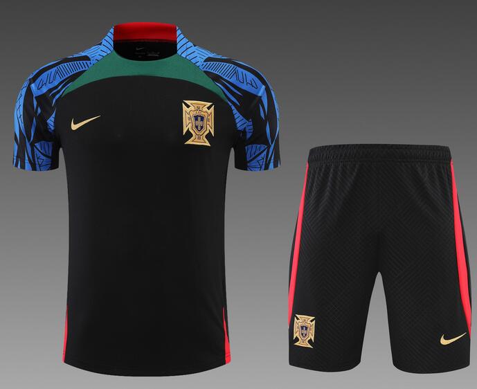 Portugal 2022/23 Black Training Uniforms (Shirt+Shorts)