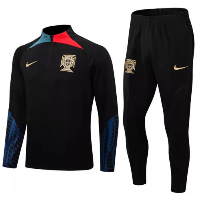 Portugal 2022/23 Black Training Suit (Sweatshirt+Trouser)