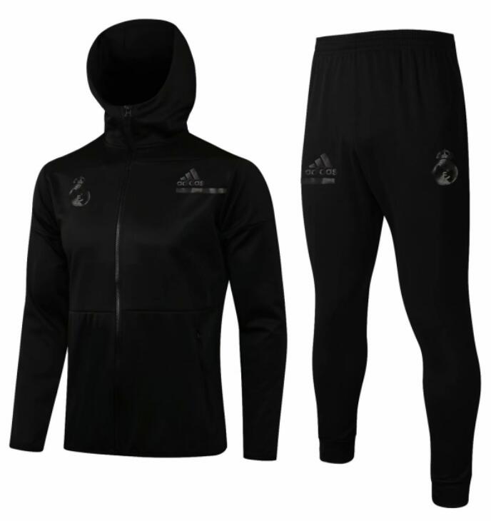 Real Madrid 2020/21 Black Training Suit (Hoodie Jacket+Trouser)