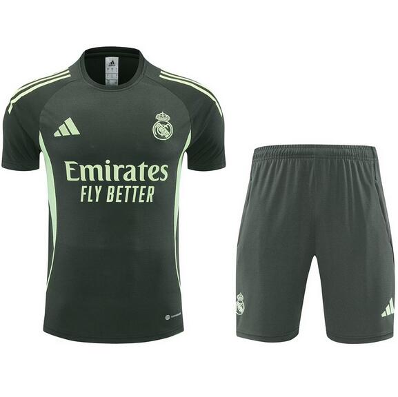 Real Madrid 2025/26 Dark Green Training Uniforms (Shirt+Shorts)