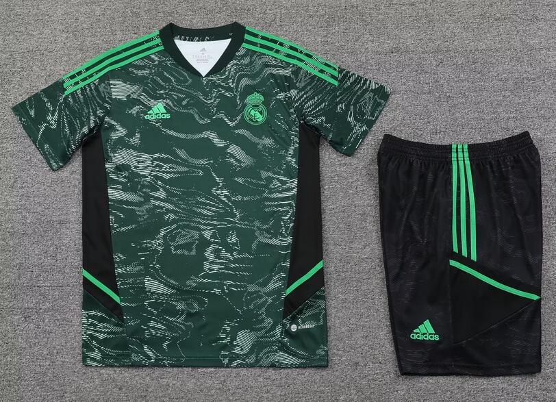 Real Madrid 2022/23 Green Black Training Uniforms (Shirt+Shorts)