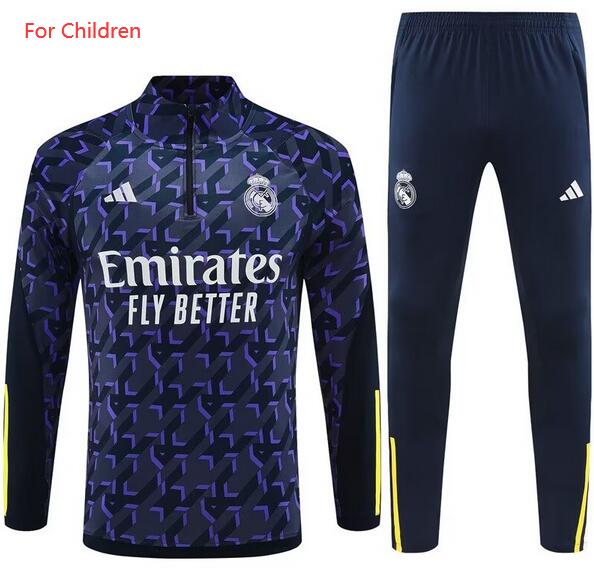 Kids Real Madrid 2023/24 Royal Blue Training Suits (Sweatshirt+Trouser)