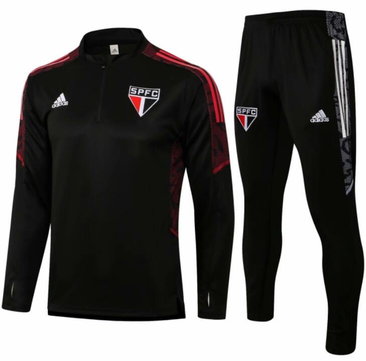 Sao Paulo 2021/22 Black Training Suit (Sweatshirt+Trouser)
