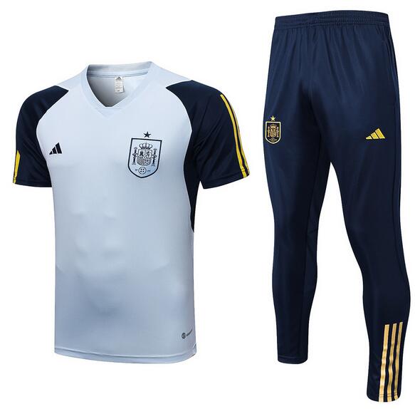 Spain 2022 World Cup Light Grey Training Suit (Shirt+Trousers)
