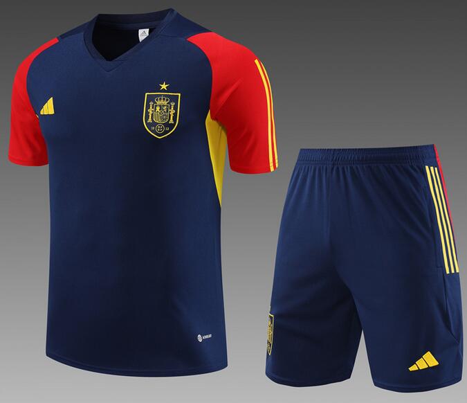 Spain 2023/24 Navy Red Training Kits (Shirt+Shorts)