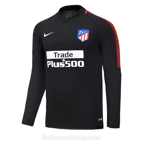 Atletico Madrid 2017/18 Black Training Zipper Sweat Top Shirt