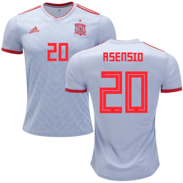 Spain 2018 World Cup MARCO ASENSIO 20 Away Shirt Soccer Jersey