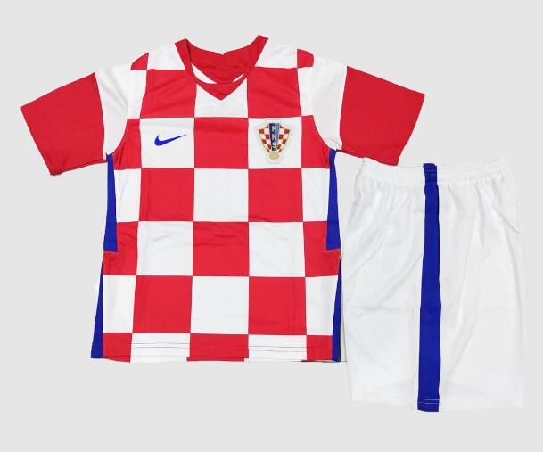 Croatia 2020 Home Kids Soccer Kit Children Shirt And Shorts