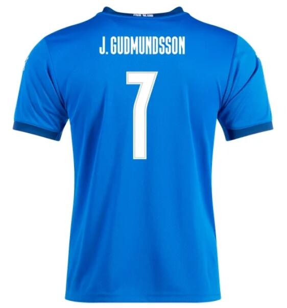 Iceland 2020 Home JÓHANN BERG GUDMUNDSSON 7 Shirt Soccer Jersey Blue